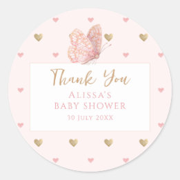 Sticker Rond Baby shower papillon Merci