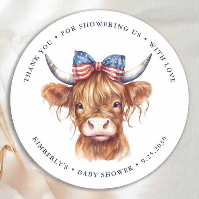 Sticker Rond Baby shower patriotique de Saint-Vache Highland (Créateur téléchargé)