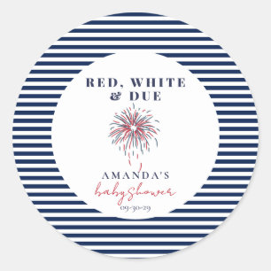 Sticker Rond Baby shower patriotique rouge blanc et dû