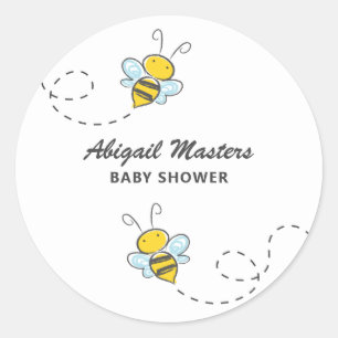 Sticker Rond Baby shower personnalisé Bumble Bee
