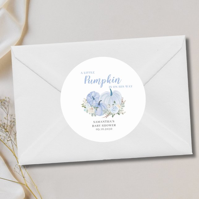 Sticker Rond Baby shower petit Citrouille Blue Boy (Créateur téléchargé)