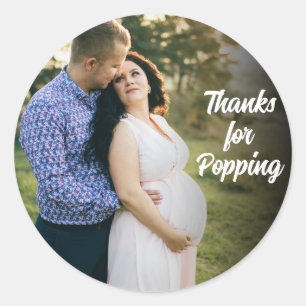 Sticker Rond Baby shower Photo Personnalisé Merci Pour Populati