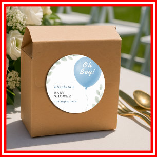 Sticker Rond Baby Shower pour Garçon Oh Boy