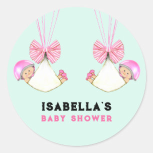 Sticker Rond Baby-Shower pour Jumelles