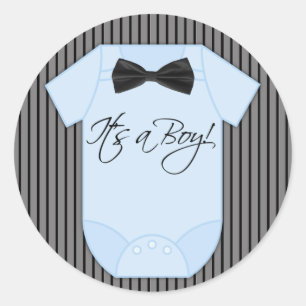 Sticker Rond Baby-Shower pour Petit Garçon
