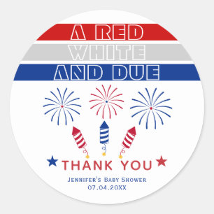 Sticker Rond Baby shower Red White 4 juillet pétards