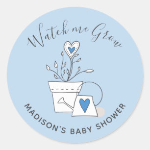 Sticker Rond Baby shower Regardez-moi grandir Plante de coeur b