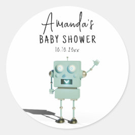 Sticker Rond Baby shower robot