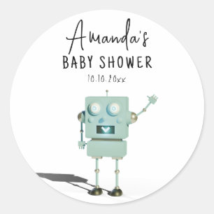 Sticker Rond Baby shower robot
