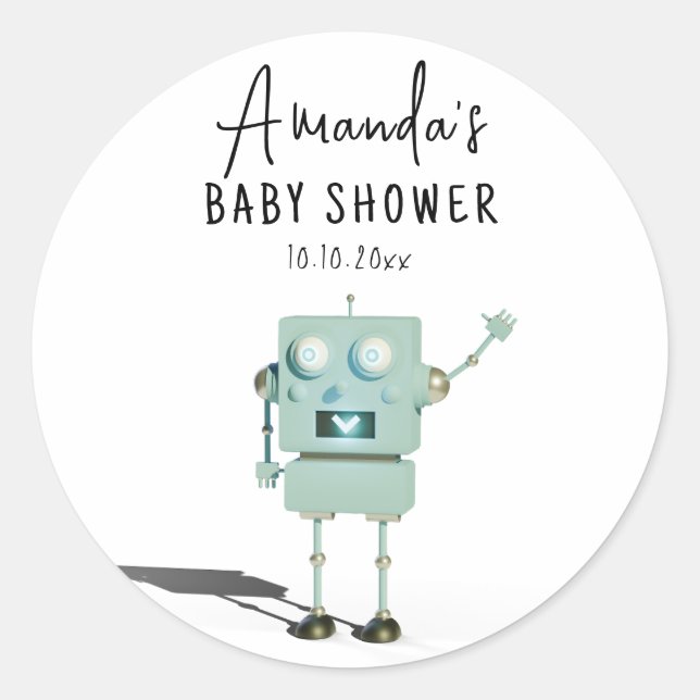 Sticker Rond Baby shower robot (Devant)