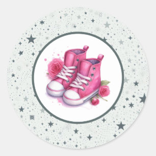 Sticker Rond Baby shower rose Baby High Tops