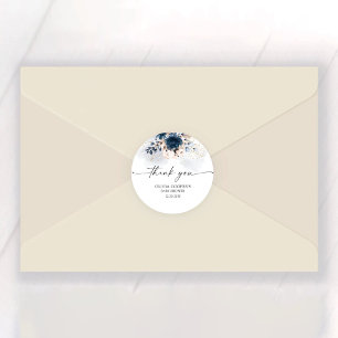Sticker Rond Baby shower Rose bleu et poussiéreux de la marine