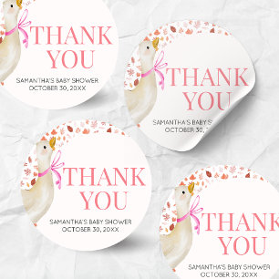 Sticker Rond Baby-Shower Rose Canard Petit Fou