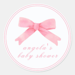 Sticker Rond Baby shower Rose Cute Bow Girl