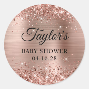Sticker Rond Baby shower Rose d'huile d'or