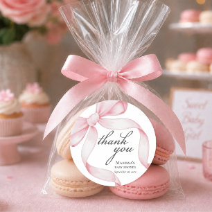 Sticker Rond Baby Shower Rose Fille