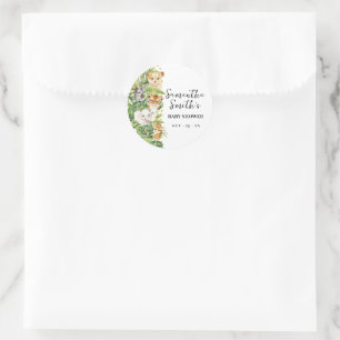 Sticker Rond Baby shower Safari animal sauvage