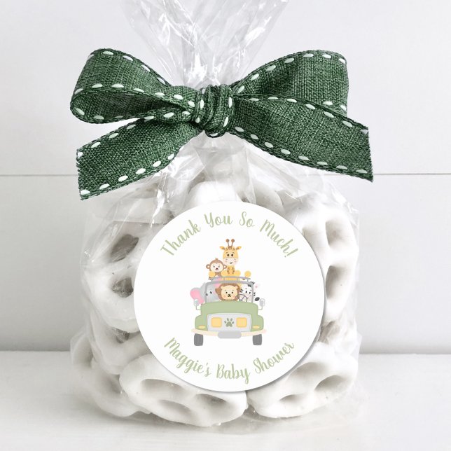 Sticker Rond Baby shower Safari Merci (Créateur téléchargé)