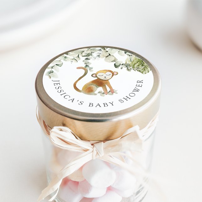 Sticker Rond Baby shower Safari Monkey (Créateur téléchargé)