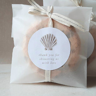 Sticker Rond Baby shower Shell de Merci Boho Beach