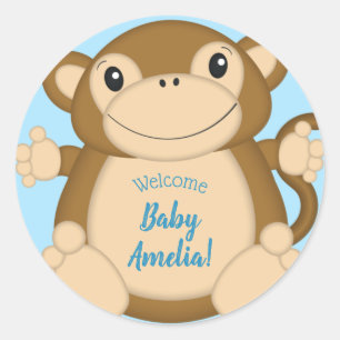 Sticker Rond Baby shower singe bleu