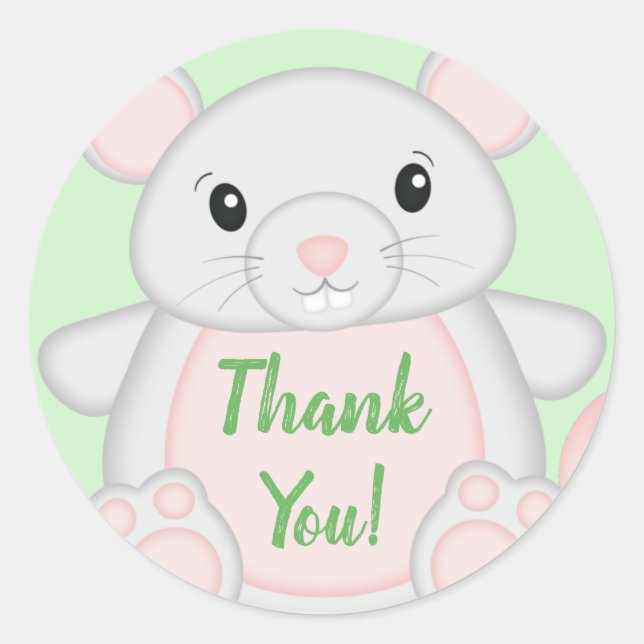 Sticker Rond Baby shower souris (Devant)