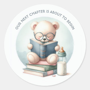 Sticker Rond Baby-Shower sous forme de livre d'histoires