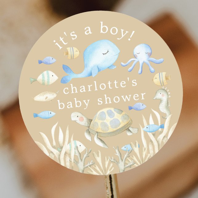 Sticker Rond Baby shower sous-marin Whimsy (Créateur téléchargé)
