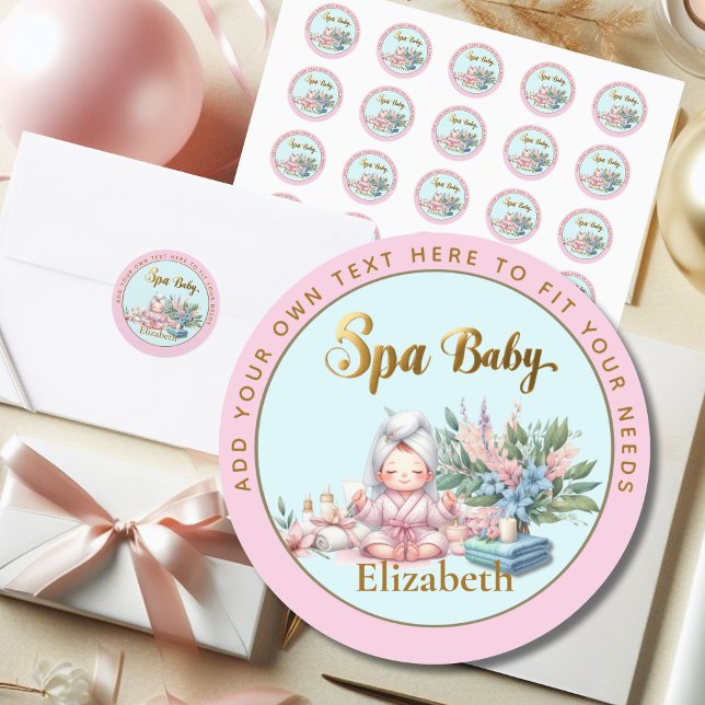 Sticker Rond Baby shower spa Merci Favoriser Sac de bonificatio (Créateur téléchargé)