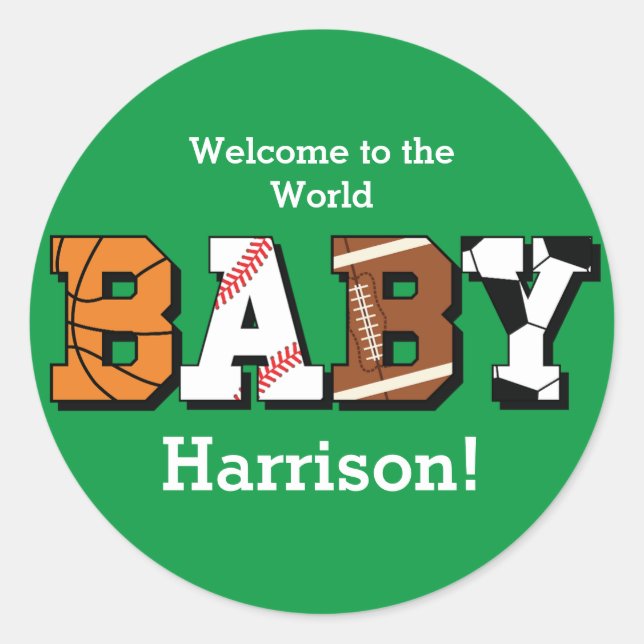 Sticker Rond Baby shower sportif (Devant)