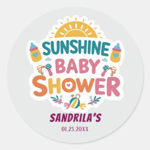 Sticker Rond Baby Shower Sunshine