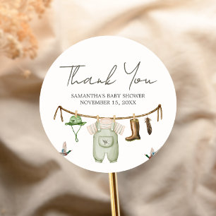 Sticker Rond Baby-shower sur le thème de la chasse au canard