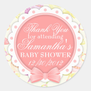 Sticker Rond Baby shower Sweet Rattles (Girly)