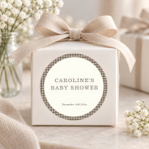 Baby Shower Taupe Marron Gingham Carreaux Rétro