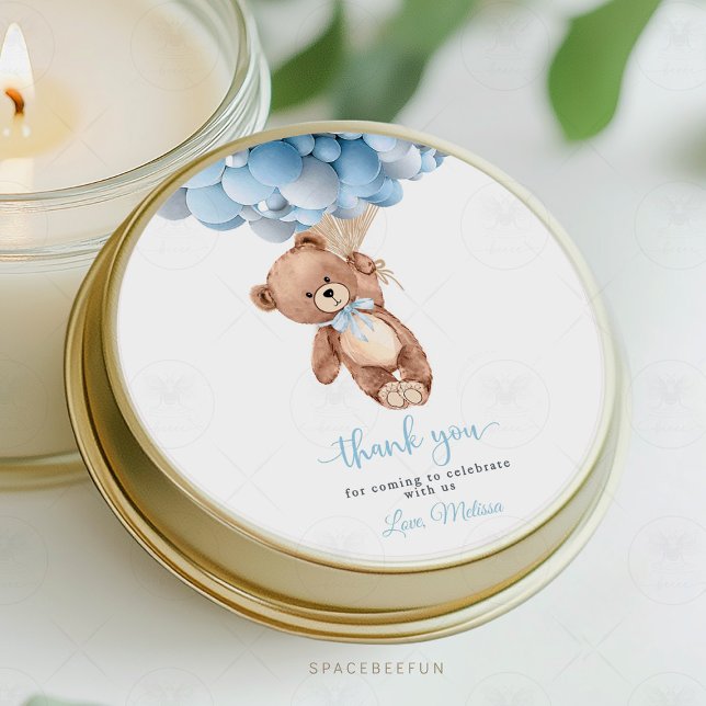Sticker Rond Baby shower Teddy Bear (teddy bear baby shower, baby shower sticker, teddy bear label, baby shower favor, bear theme sticker)