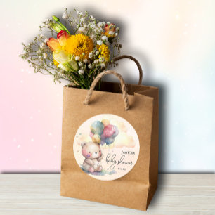 Sticker Rond Baby shower Teddy Bear