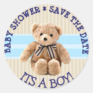 Sticker Rond Baby shower Teddy Bear Enregistrer l'étiquette de
