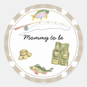 Sticker Rond Baby-Shower Thème Pêcheur - Maman en devenir