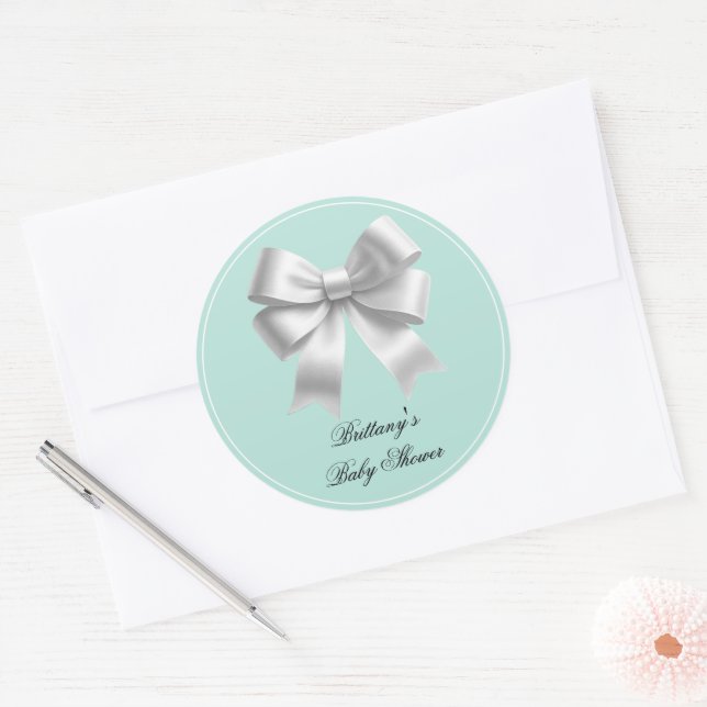 Sticker Rond Baby shower Turquoise moderne Baby and Co. (Enveloppe)
