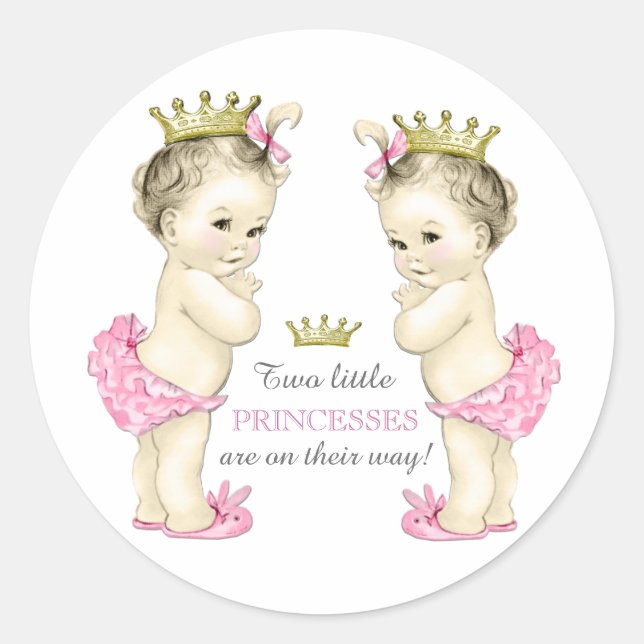 Sticker Rond Baby shower Twin Girl (Devant)