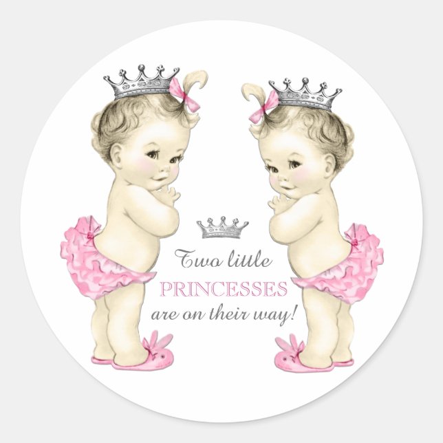 Sticker Rond Baby shower Twin Girl (Devant)