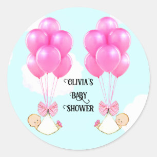 Sticker Rond Baby shower Twin Girls