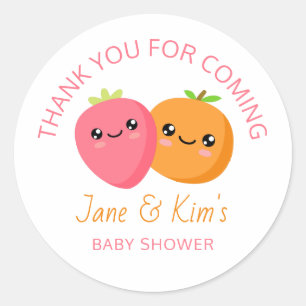 Sticker Rond Baby shower Twin Girls