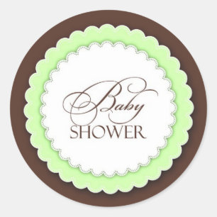 Sticker Rond Baby shower vert/Brown