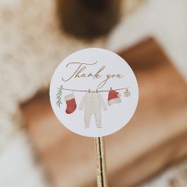 Sticker Rond Baby shower Vêtements de Noël d'hiver