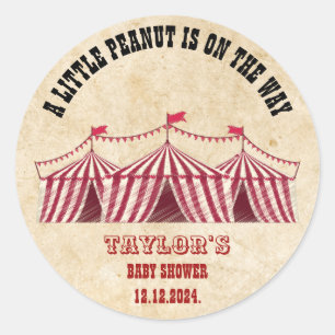 Sticker Rond Baby shower vintage Circus Little Peanut