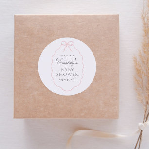 Sticker Rond Baby shower vintage de fille de la cou rose