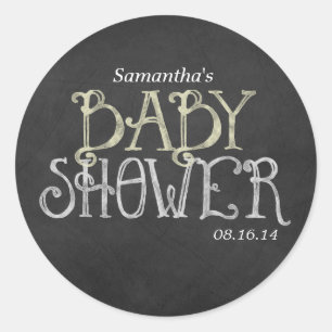 Sticker Rond Baby shower Vintage Jaune