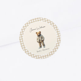 Sticker Rond Baby shower vintage Teddy