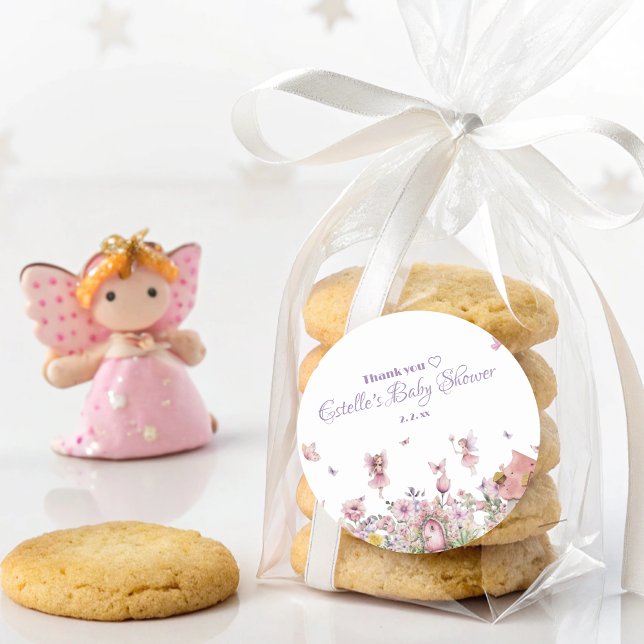 Sticker Rond Baby shower Whimsical Fairy Garden (Créateur téléchargé)